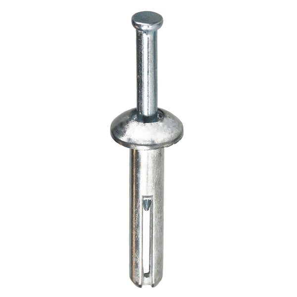 Nail Drive Anchor, 1/4" Dia., 1-1/4" L, Alloy Steel Zinc Plated, 100 PK